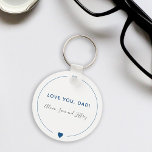 Love you dad simple modern typography blue hearts keychain<br><div class="desc">Simple modern typography script LOVE YOU DAD personalized handwriting signature keychain for your father featuring a blue circle with two little hearts.          Could be a pretty keepsake gift for papa on Father's Day,  birthday,  Christmas or on any other occasion.</div>