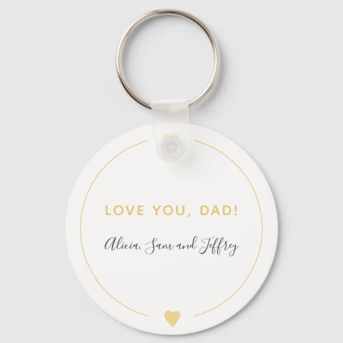 Love you dad simple modern typography yellow heart keychain