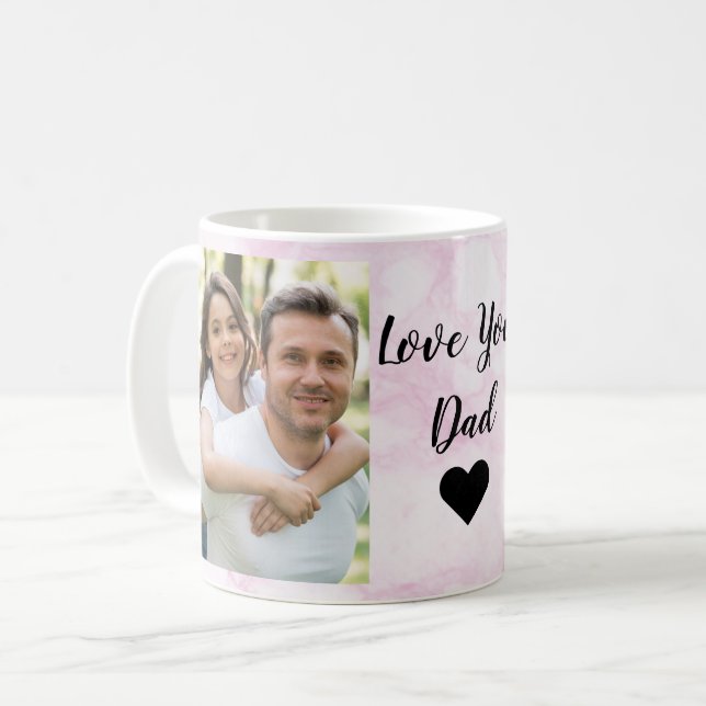 Love You Dad | Two Photo Script and Heart Coffee Mug (Front Left)