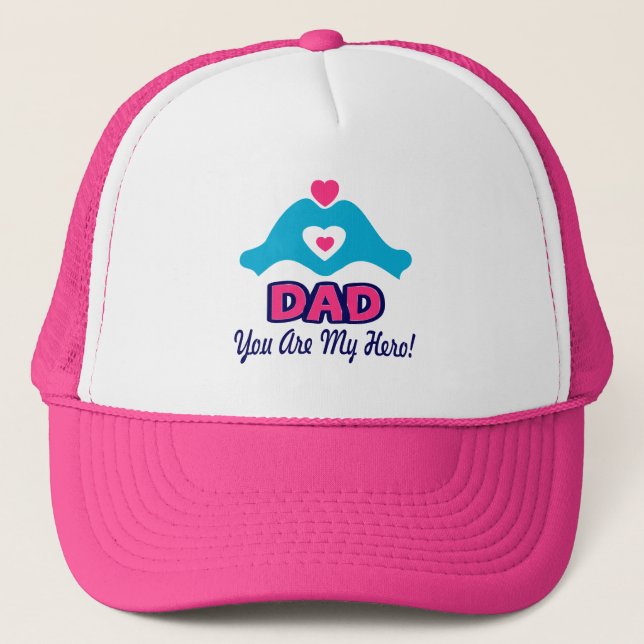 ❤↷Love You Dad, You are My Hero Chic & Stylish Trucker Hat (Front)