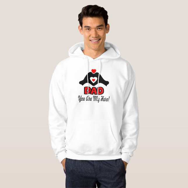 ❤↷Love You Dad, You are My Hero Classic Basic Hoodie (Front Full)