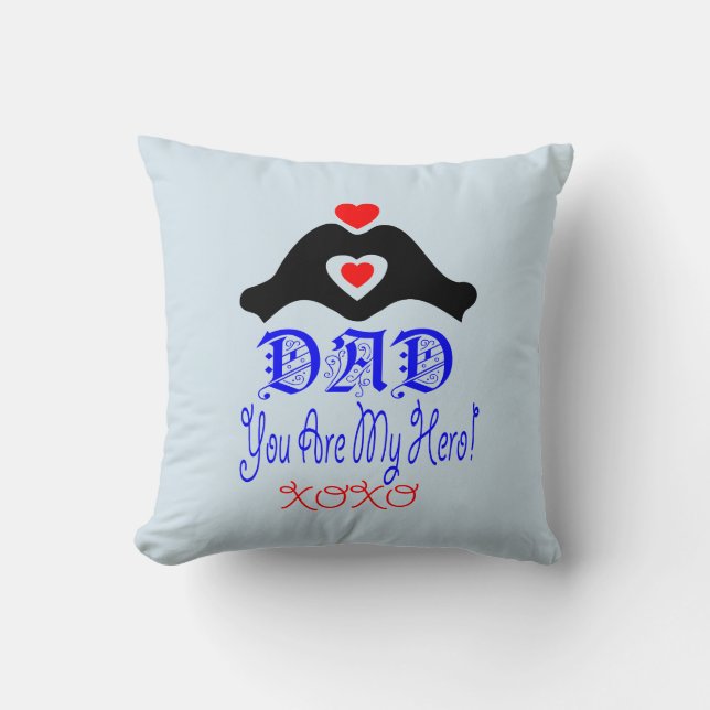 ❤↷Love You Dad, You are My Hero Fabulous Throw Pillow (Front)