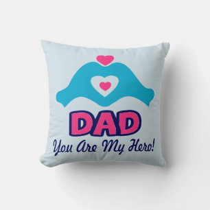 ❤↷Love You Dad, You are My Hero Fabulous Throw Pillow