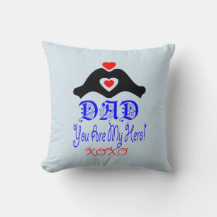 ❤↷Love You Dad, You are My Hero Fabulous Throw Throw Pillow