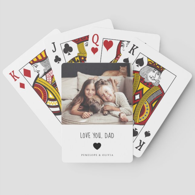Love You Dad | Your Photo and Handwritten Text Poker Cards (Back)