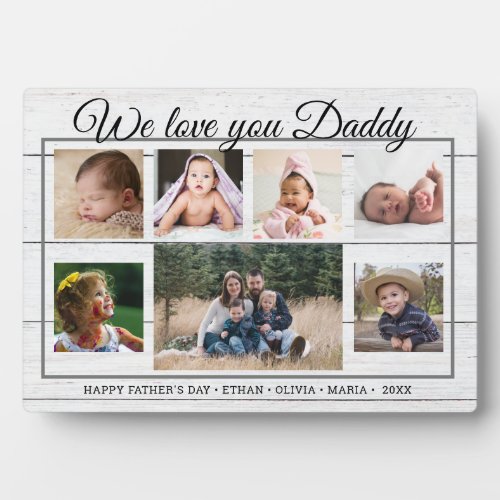 Love You Daddy 7 Photo Collage Fathers Day Wood Plaque