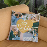 Love You 'Daddy' Custom Photo Collage Heart  Throw Pillow<br><div class="desc">Discover the charm of this Cute Modern Pillow! It’s perfect for showing your affection to the special man in your life. Features a 4 Photo Collage Template, a central blue heart, and the message 'LOVE YOU Daddy'. The reverse can be changed to any color for a personal touch. It’s ideal...</div>