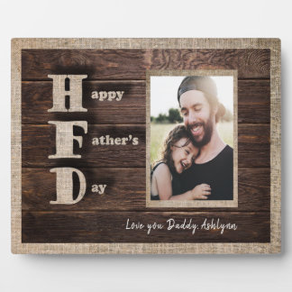 Love You Daddy Custom Photo Rustic Father's Day Plaque
