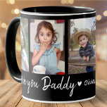 Love You Daddy Father's Day 2023 5 Photo Black Mug<br><div class="desc">Cute father's day mug personalized with 5 photos , love you daddy typography and kids names.</div>