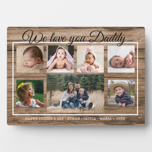 Love You Daddy Father's Day 7 Photo Collage Wood Plaque