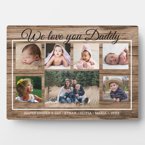 Love You Daddy Fathers Day 7 Photo Collage Wood Plaque