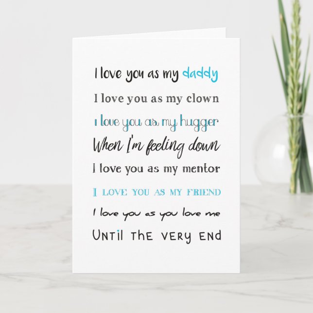 Love You Daddy, Fathers Day, Birthday Card (Front)