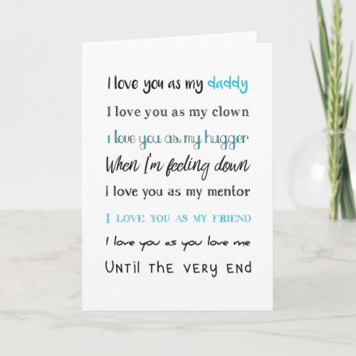 Love You Daddy Fathers Day Birthday Card