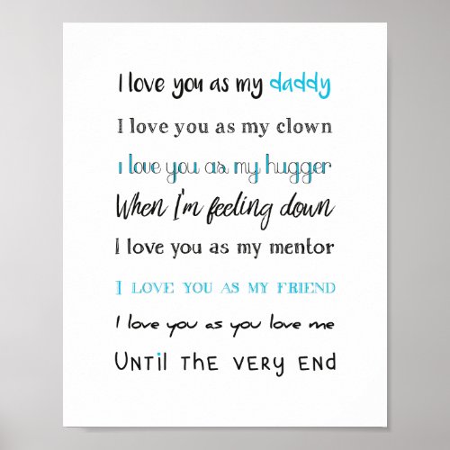 Love You Daddy Fathers Day Birthday Poster