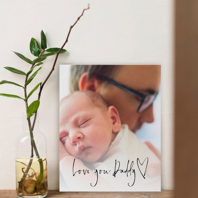 Love You Daddy Heart Motif Script Custom Photo  Fa Faux Canvas Print (Creator Uploaded)