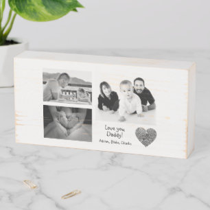 Love You Daddy Photo Collage Modern Rustic Wooden Box Sign
