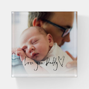 Love You Daddy Script Custom Photo Keepsake Paperweight