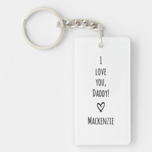 Love You Daddy Simple Handwritten Chic Kids Photo Keychain