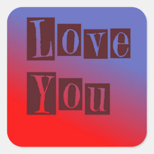 Love You Dark Square Sticker