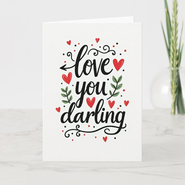 Love You Darling Modern Script Card (Front)