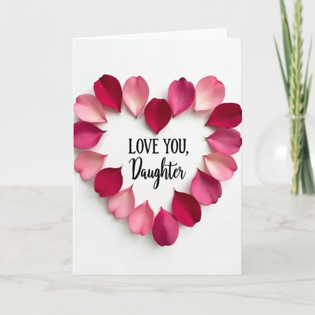 Love You Daughter Floral Heart Card (Front)