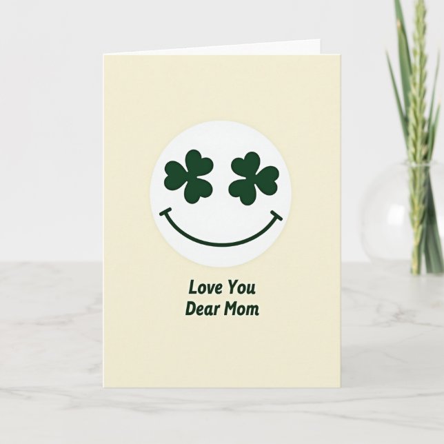 Love You Dear Mom Shamrock Card (Front)