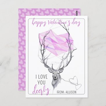 Love you deerly Pink heart Cute Valentines day