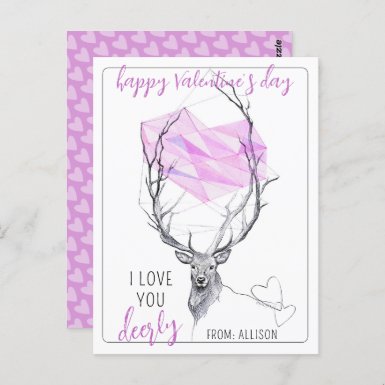 Love you deerly Pink heart Cute Valentines day