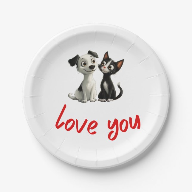 Love You Design Paper Plates (Front)