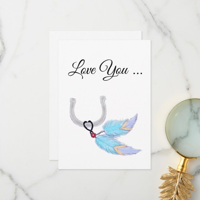 Love You Feathers Thank You Card (Front/Back In Situ)
