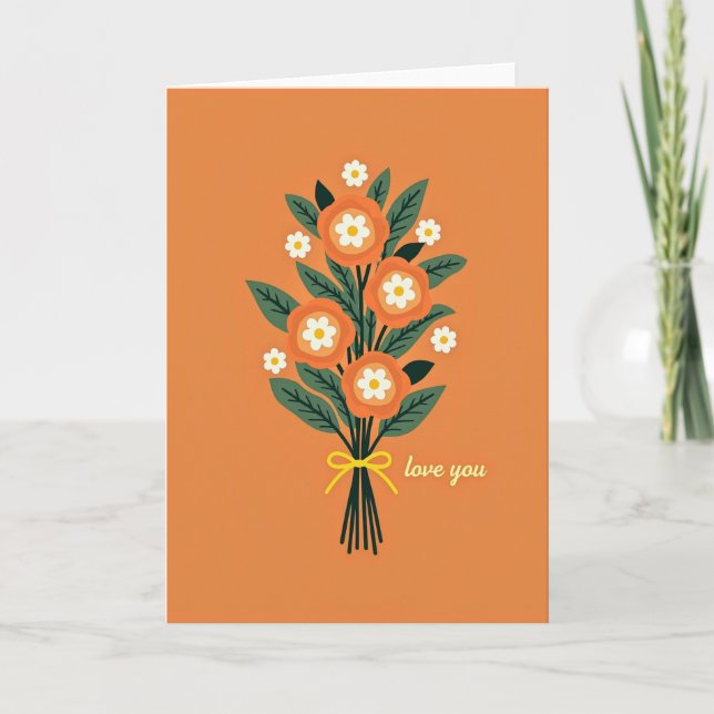 Love You Floral Bouquet Greeting Card (Front)