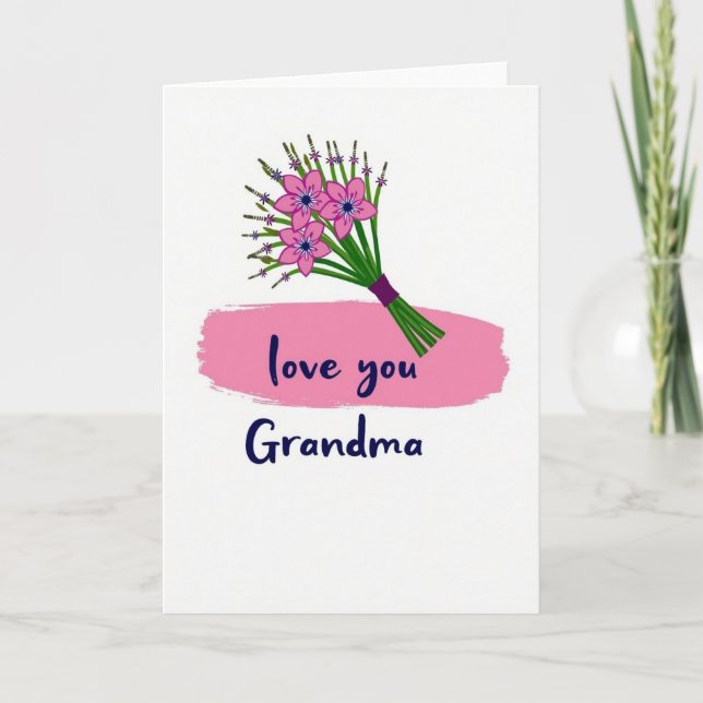Love You Floral Grandma Card (Front)