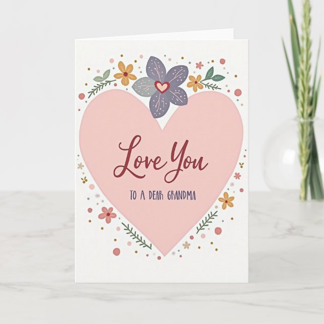 Love You Floral Grandma Day Card (Front)