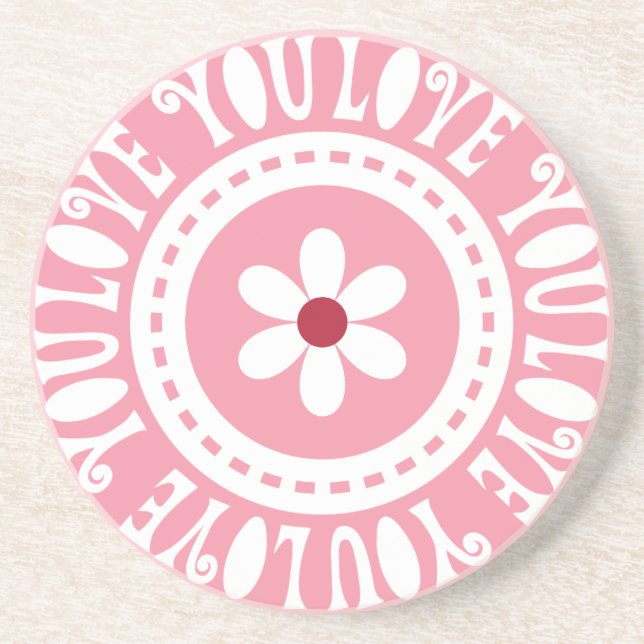 Love You Flower Drink Coaster (Front)