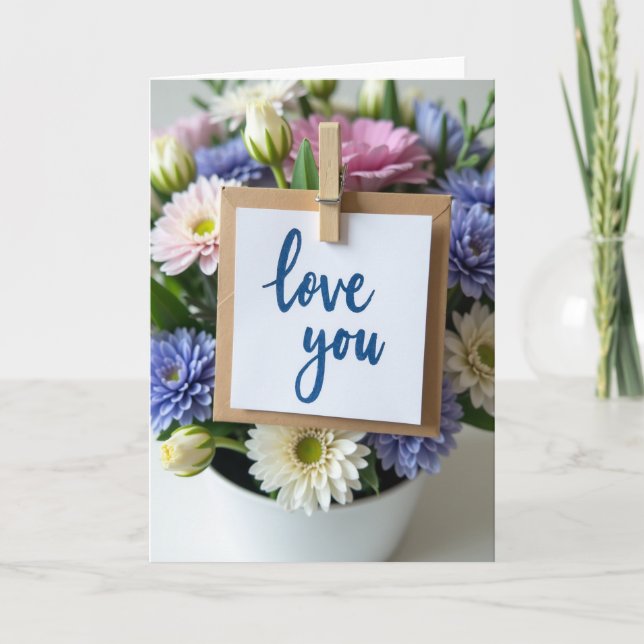 Love You Flowers Greeting Card (Front)