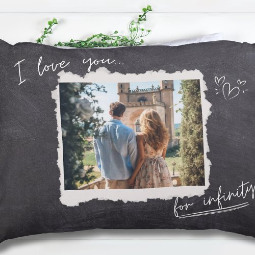 Love You For Infinity Script Couple Photo Accent Pillow