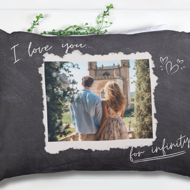 Love You For Infinity Script Couple Photo Accent Pillow (Creator Uploaded)
