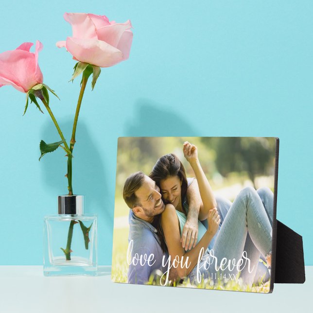 Love You Forever Anniversary Date Romantic Photo Plaque (Creator Uploaded)