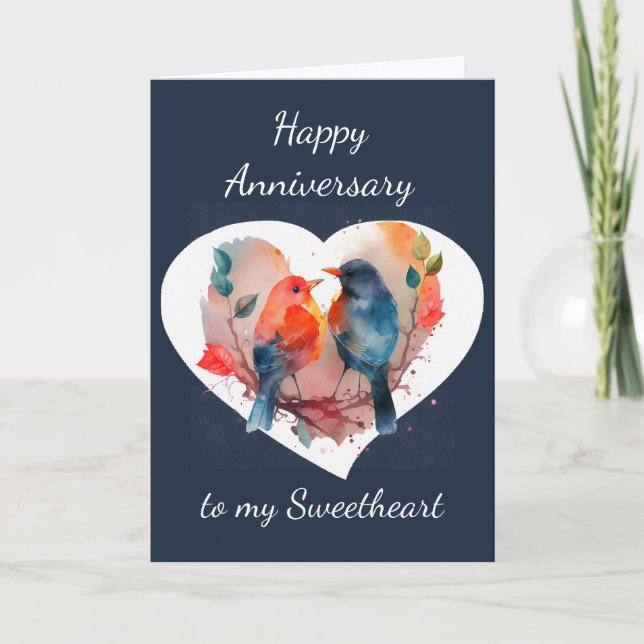 Love You Forever Anniversary Lovebirds  Card (Front)
