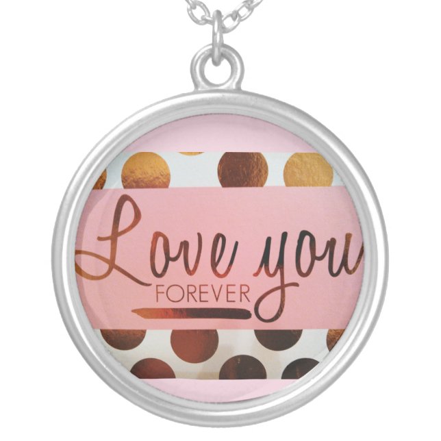 "Love You Forever" Charm Necklace (Round) (Front)
