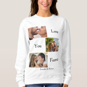 Love You Forever Custom 3 Photo and Name Couples S Sweatshirt