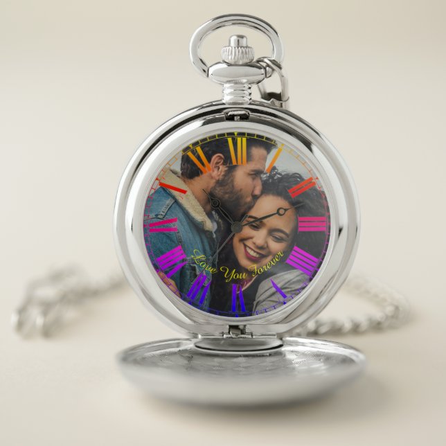 Love You Forever! Custom Message & Photo Pocket Watch (Inside)