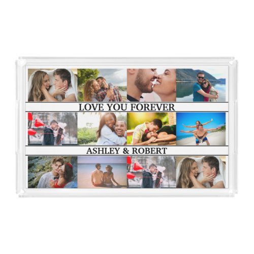 Love You Forever Custom Names Photo Collage Couple Acrylic Tray