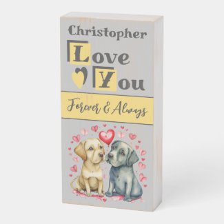 Love you forever cute dogs grey yellow Valentine