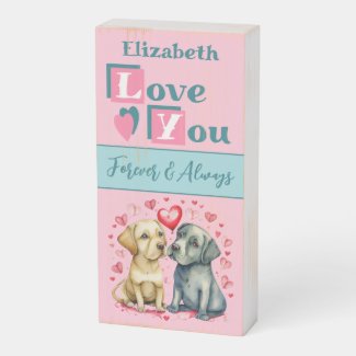 Love you forever cute dogs pink green Valentine