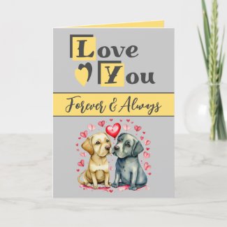 Love you forever cute dogs yellow grey Valentine