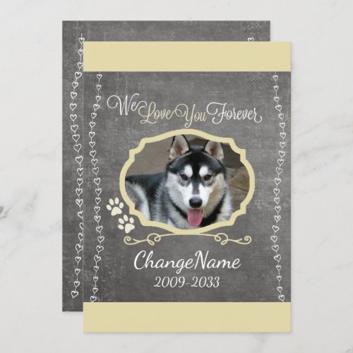 Love You Forever Dog Memorial Keepsake Cards