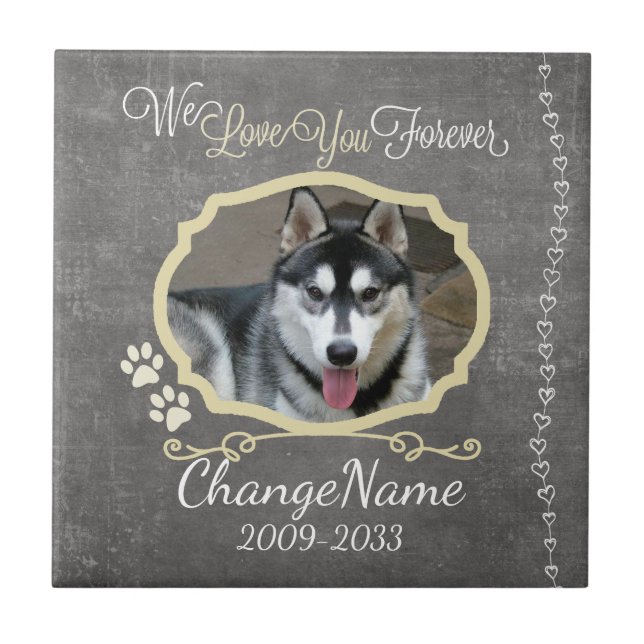 Love You Forever Dog Memorial Keepsake Tile (Front)