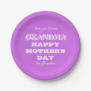 Love You Forever Grandma Script Mothers Day Paper Plates