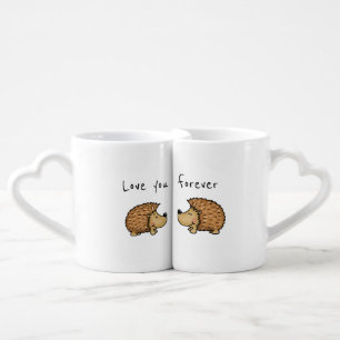 Love you forever - Hedgehog Mugs for couples.